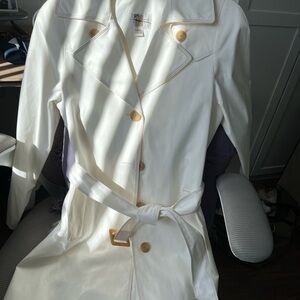 Gallery White Trench Coat with Gold Buttons